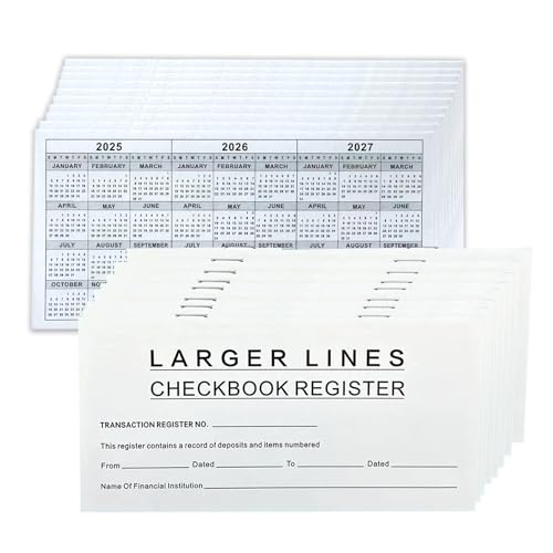 Dayvorax 26 Pack Checkbook Register, Check Registers for Personal Checkbook, 6" × 3", Blank Ledger Transaction Registers for Personal or Business Bank, Saving Account, Deposit and Credit Card, Thick Paper - Image 1