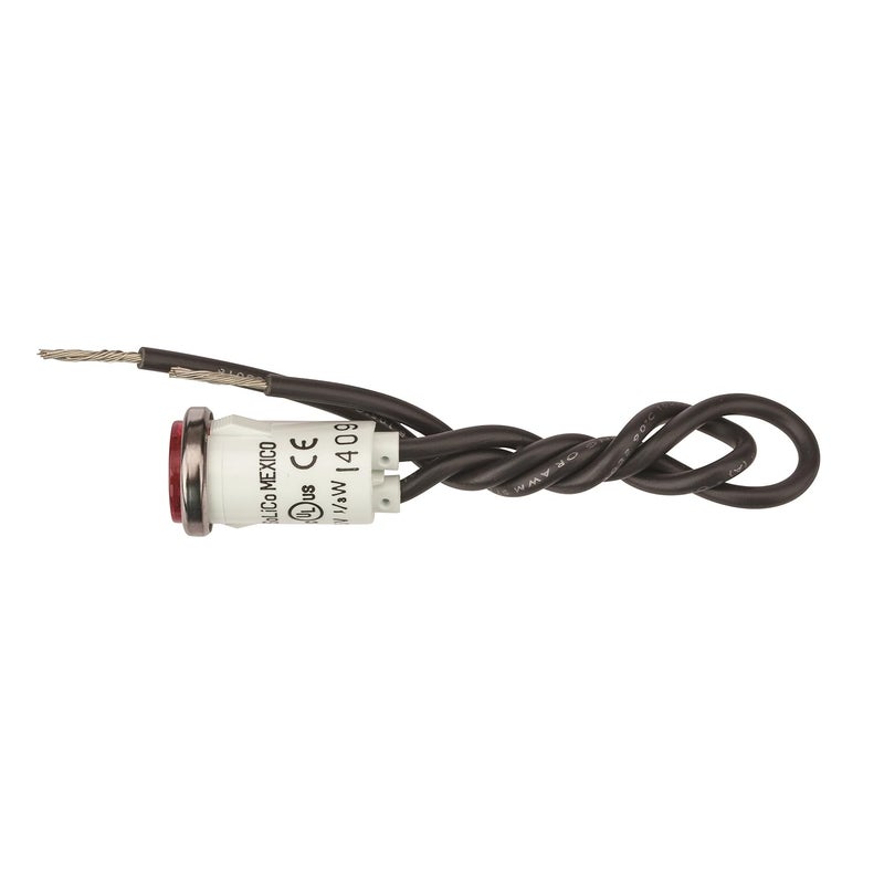NSI -79750LW Round Indicator Light with Non Replacable Lamps, Press Fit, 0.5" Panel Cutout, 0.5" Mounting Hole Diameter, Red 0.09 Cyl Diamond Lens, Chrome Bezel - Image 3
