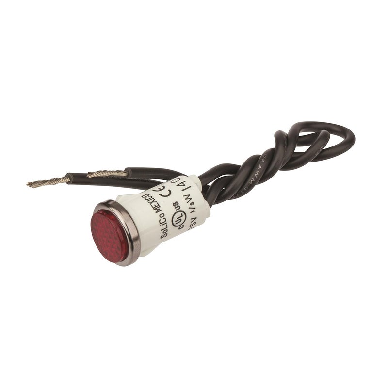 NSI -79750LW Round Indicator Light with Non Replacable Lamps, Press Fit, 0.5" Panel Cutout, 0.5" Mounting Hole Diameter, Red 0.09 Cyl Diamond Lens, Chrome Bezel - Image 5