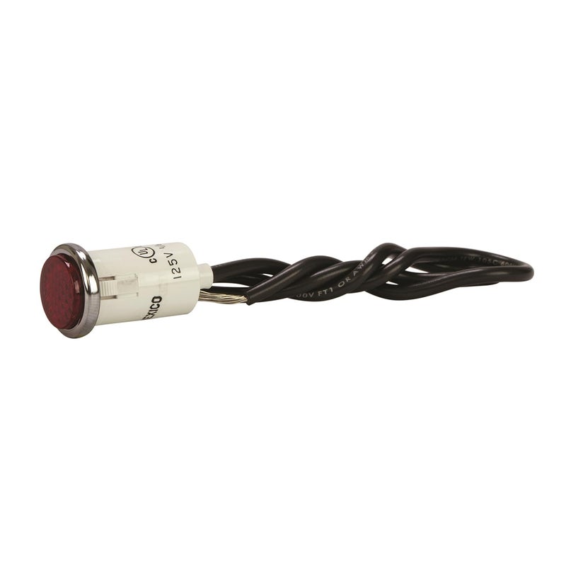 NSI -79750LW Round Indicator Light with Non Replacable Lamps, Press Fit, 0.5" Panel Cutout, 0.5" Mounting Hole Diameter, Red 0.09 Cyl Diamond Lens, Chrome Bezel - Image 4