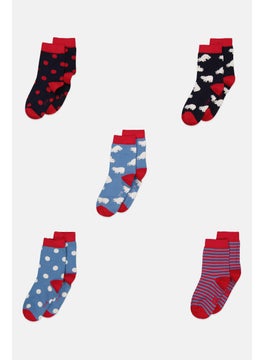 Tchibo Kids Boy 5 Pair Polka Dot Socks, Red  - Image 1