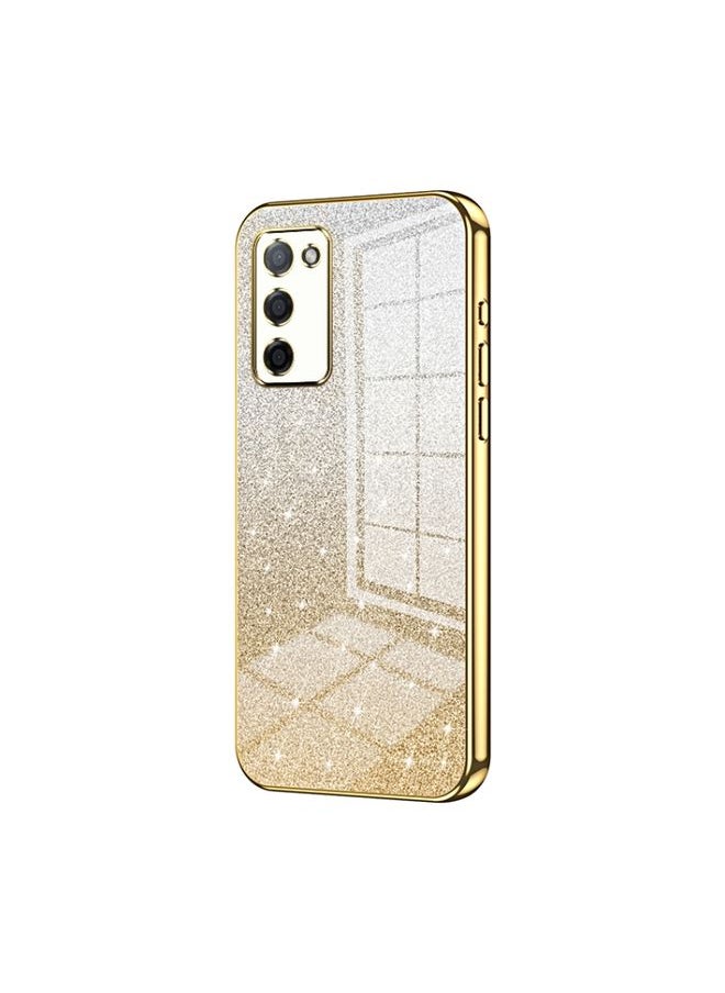 HuHa Case Cover For OPPO A55 5G / A56 / A53s 5G Gradient Glitter Powder Electroplated Phone Case Gold 