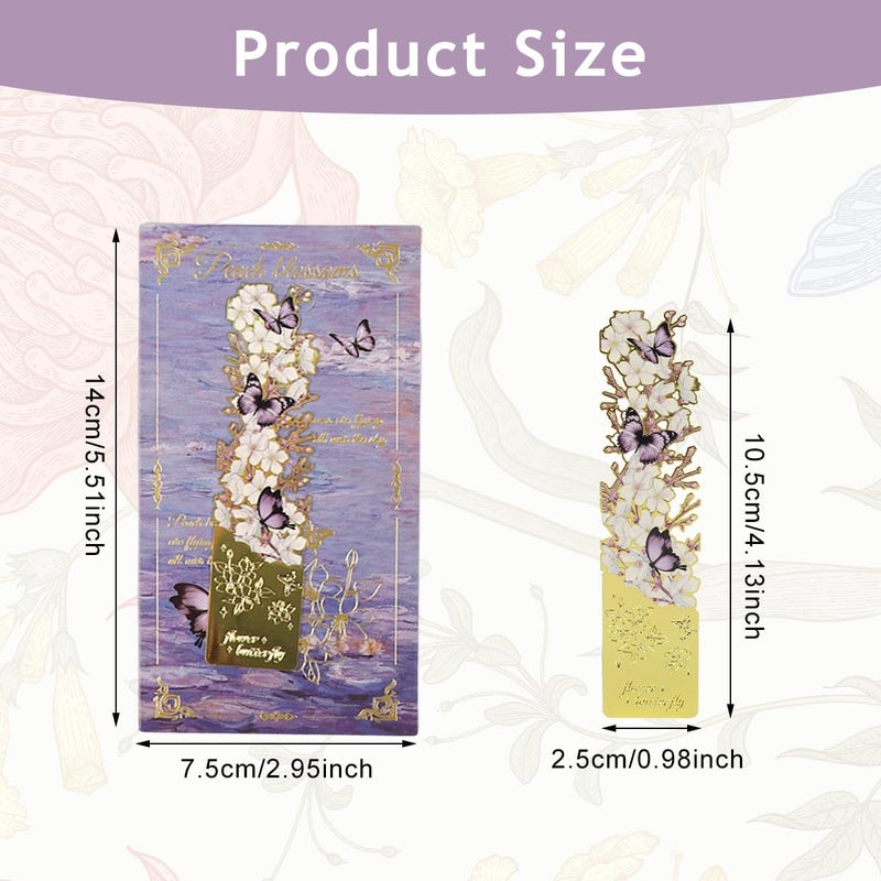 OFIFO ® Butterfly Metal Bookmark Set of 4, Vintage Cutout Rose Flower Sunflower Tassel Decorative Book Markers for Books, Textured Reading Accessories Gifts for Women Men Students - Image 2