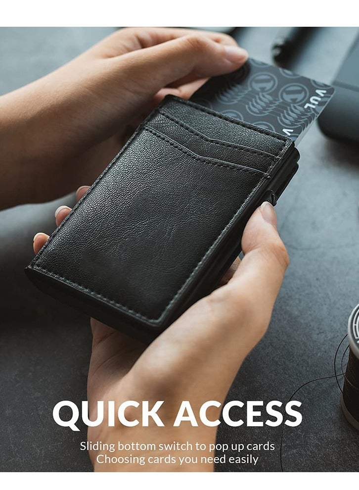 أوليس فيرس  محفظة بطاقات منبثقة مع حماية RFID، حافظة بطاقات ائتمان رفيعة من الجلد مع جيب للنقود، محفظة بطاقات معدنية بسيطة للرجال - Image 3