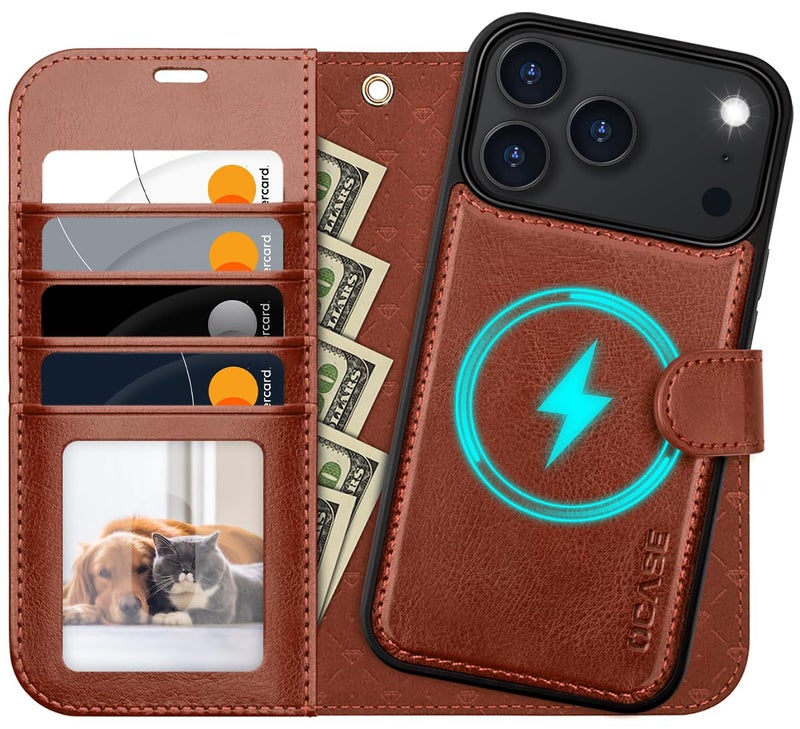 OCASE for iPhone 17 Pro Max Detachable Wallet Case with Card Holder, 2 in 1 PU Leather Flip Folio with RFID Blocking Stand Wrist Strap Shockproof Phone Cover 6.9 Inch 2025, Dark Brown - Image 1