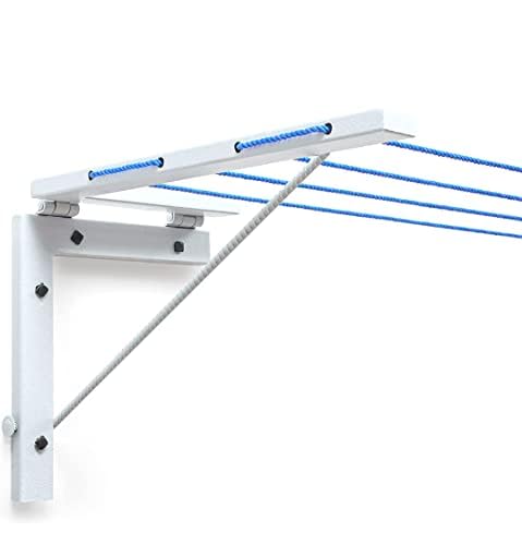 Scale Collapsible Folding Balcony Space Saving Wall Mount Cloth Drying RackAlloy Steel Ivory - Image 1