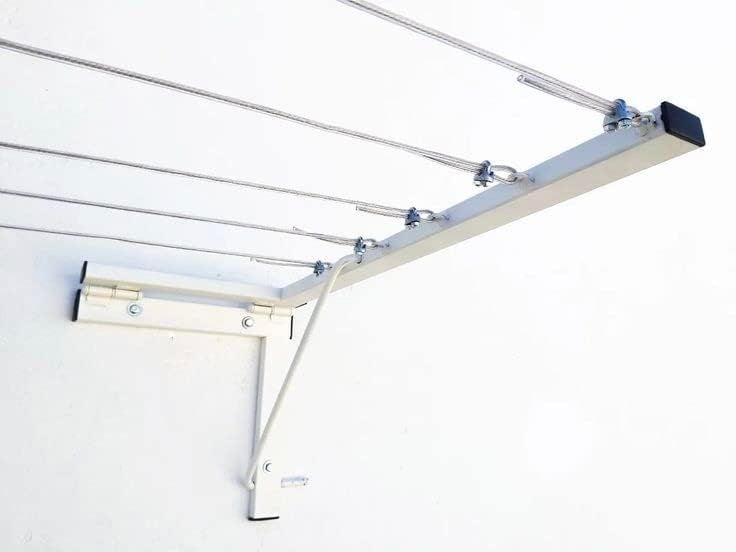 Scale Collapsible Folding Balcony Space Saving Wall Mount Cloth Drying RackAlloy Steel Ivory - Image 3