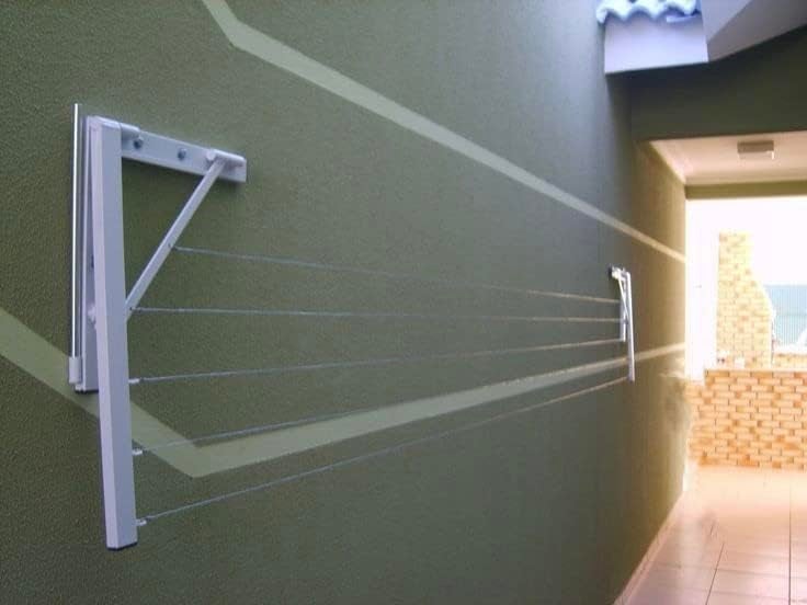 Scale Collapsible Folding Balcony Space Saving Wall Mount Cloth Drying RackAlloy Steel Ivory - Image 4