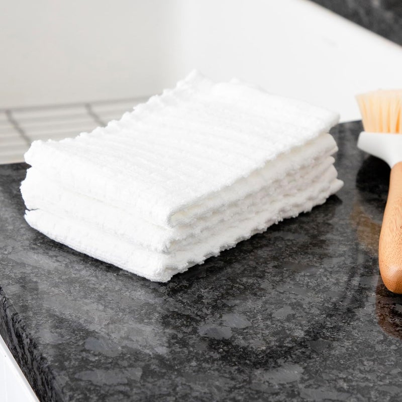Ritz Royale Collection 100% Combed Terry Cotton, Highly Absorbent, Kitchen Dish Cloth Set, 13-3/4" x 12", 3-Pack, Solid, White - Image 5