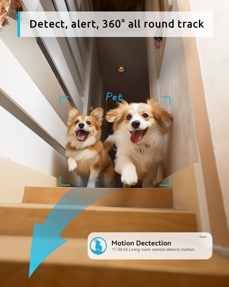 blurams Pet Camera 2K, 360° Indoor Security Camera, Dog Camera with Phone App, PTZ Cameras for Home Security Indoor, 2-Way Audio, Motion Tracking, Color/IR Night Vision, Siren, Cloud&SD(2.4GHz Only) - Image 4