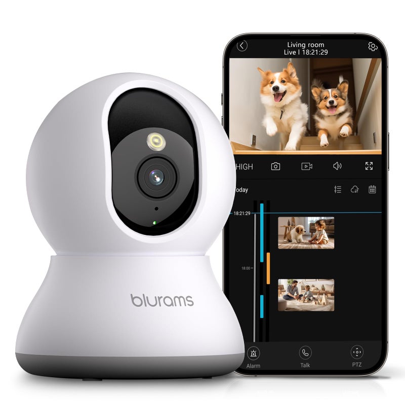 blurams Pet Camera 2K, 360° Indoor Security Camera, Dog Camera with Phone App, PTZ Cameras for Home Security Indoor, 2-Way Audio, Motion Tracking, Color/IR Night Vision, Siren, Cloud&SD(2.4GHz Only) - Image 1