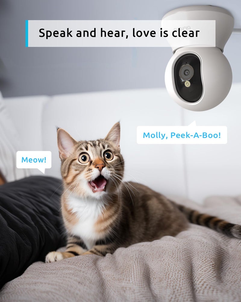 blurams Pet Camera 2K, 360° Indoor Security Camera, Dog Camera with Phone App, PTZ Cameras for Home Security Indoor, 2-Way Audio, Motion Tracking, Color/IR Night Vision, Siren, Cloud&SD(2.4GHz Only) - Image 5