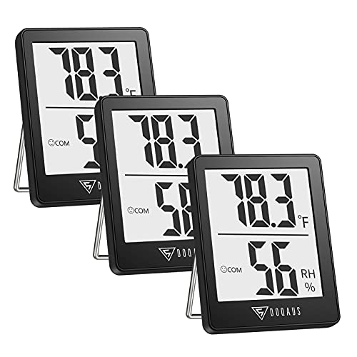 DOQAUS Digital Hygrometer Indoor Thermometer 3 Pack, Room Thermometer with 5s Fast Refresh, Accurate Humidity Meter Temperature Sensor for Home, Bedroom, Baby Room, Office, Greenhouse, Cellar (Black) - Image 1