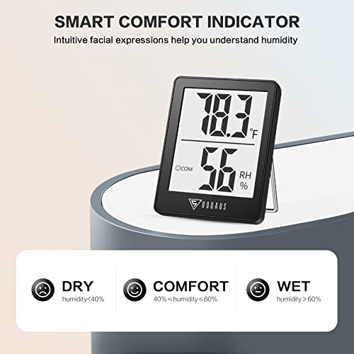 DOQAUS Digital Hygrometer Indoor Thermometer 3 Pack, Room Thermometer with 5s Fast Refresh, Accurate Humidity Meter Temperature Sensor for Home, Bedroom, Baby Room, Office, Greenhouse, Cellar (Black) - Image 4