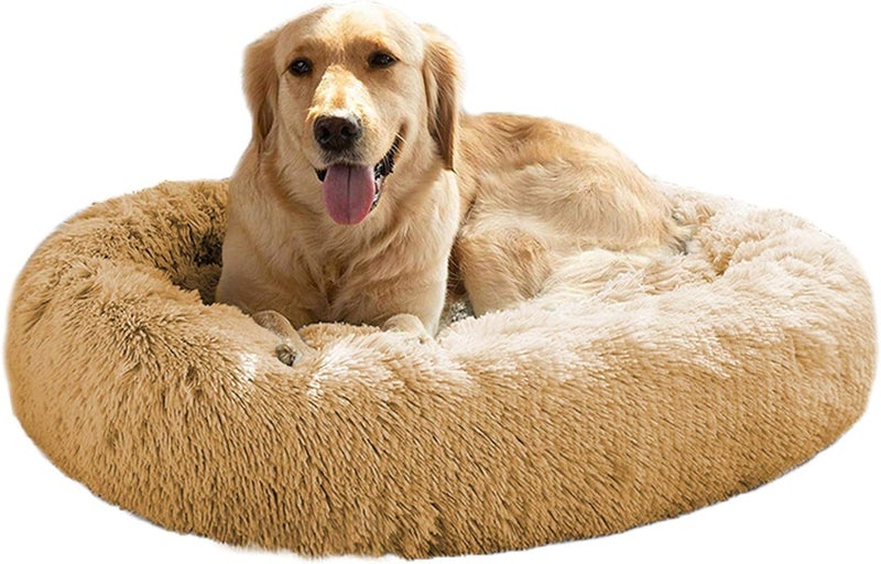 MFox Calming Dog Bed (S/M/L/XL) for Medium and Large Dogs Comfortable Pet Bed Faux Fur Donut Cuddler Up to 15/30/50/90lbs - Image 1