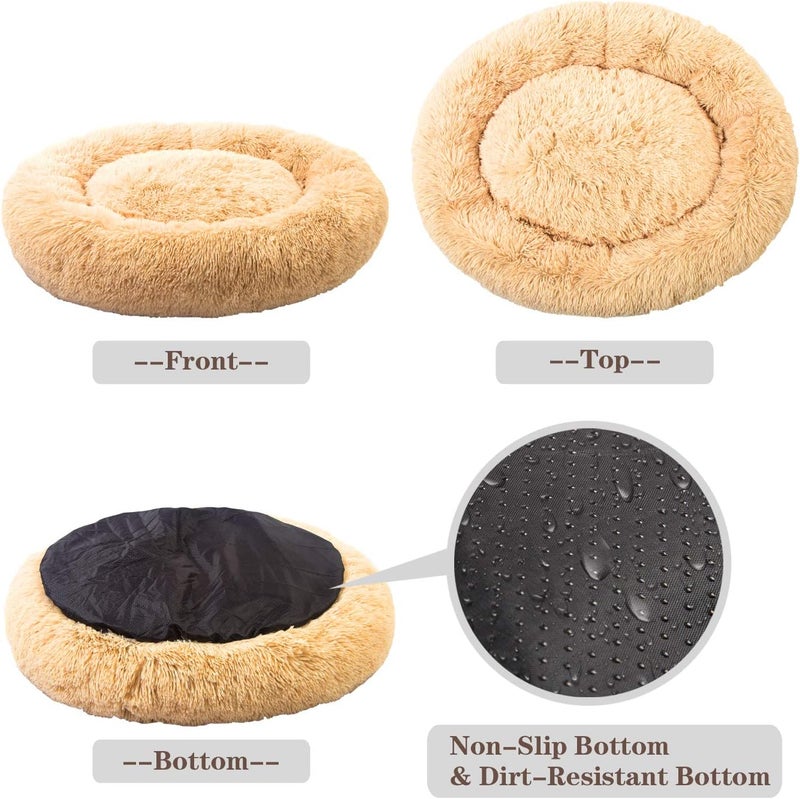 MFox Calming Dog Bed (S/M/L/XL) for Medium and Large Dogs Comfortable Pet Bed Faux Fur Donut Cuddler Up to 15/30/50/90lbs - Image 4