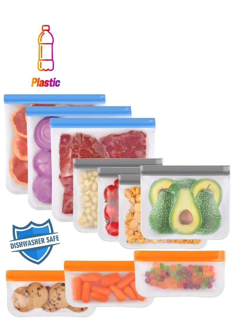 Oasisgalore 10 Pack Reusable Storage Bags Leakproof Freezer Bags for Lunch Marinate Food Travel  - Image 1