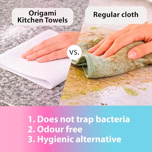 Origami Reusable Kitchen Towel Roll - 25 Sheets, Washable up to 2,500 Times | Highly Absorbent, Eco‑Friendly & Hygienic Non‑Woven Dish Cloth Alternative for Cleaning Tough Stains - Image 4