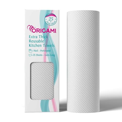 Origami Reusable Kitchen Towel Roll - 25 Sheets, Washable up to 2,500 Times | Highly Absorbent, Eco‑Friendly & Hygienic Non‑Woven Dish Cloth Alternative for Cleaning Tough Stains - Image 1