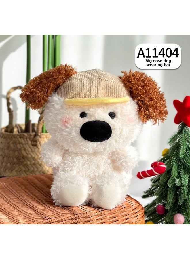 Loquat Plush Dolls Toys Dolls - Soft Stuffed Toy Bow Tie Blue Yellow Striped Shirt Brown Pants-Color:Big Nose Dog With Hat 21cm-Height:8 Inch (color Random Hair) - Image 1