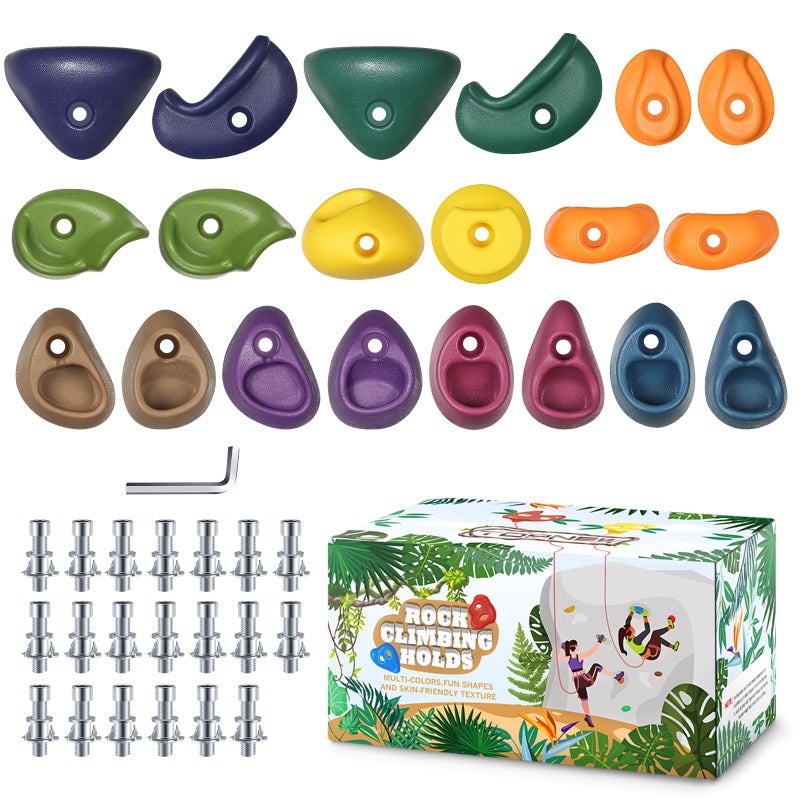 TOPNEW 20PCS Rock Climbing Holds with Mounting Hardware Climbing Rocks for IndoorOutdoor Kids Adults Rock Wall Play Set Climbing Gym Dark Color - Image 3