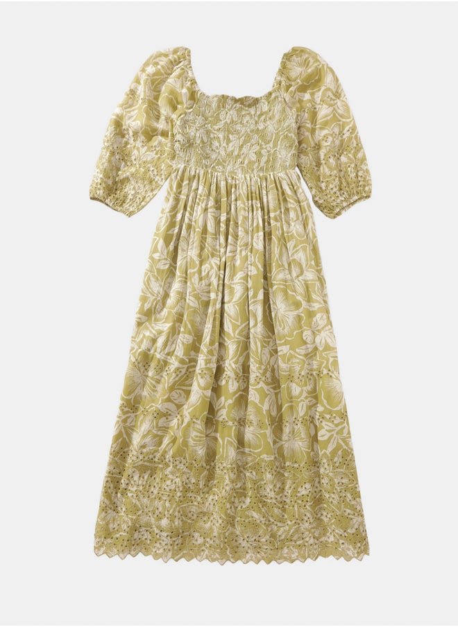 American Eagle AE Puff Sleeve Smocked Midi Dress  - Image 1