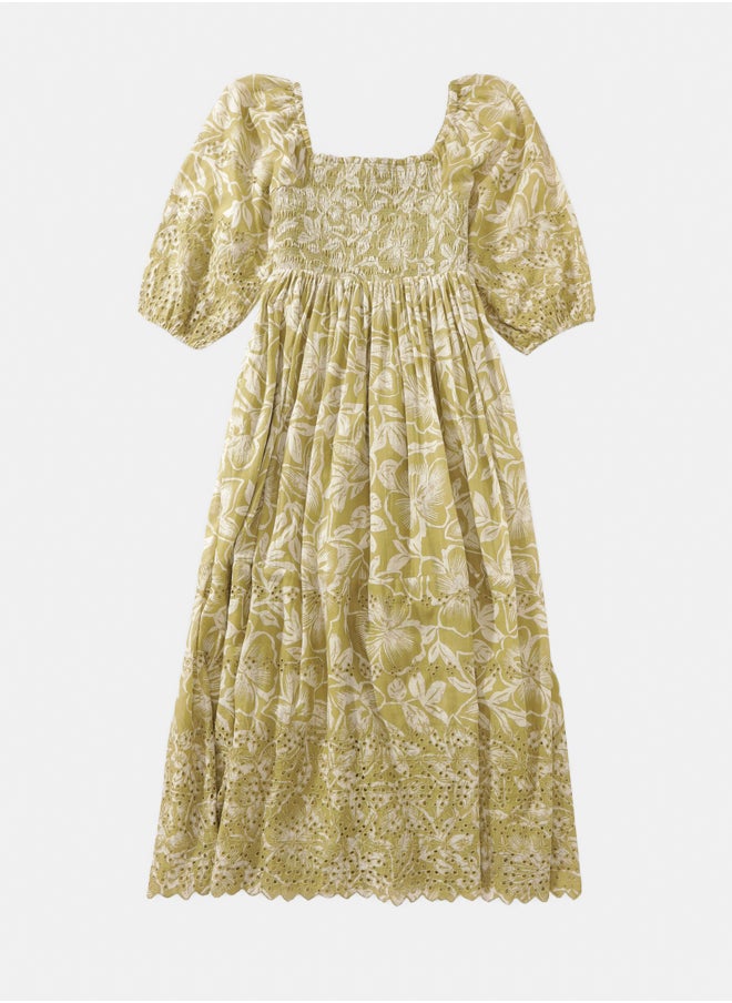 American Eagle AE Puff Sleeve Smocked Midi Dress  - Image 2