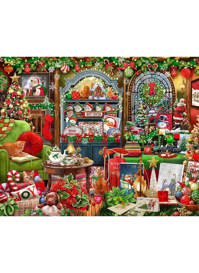 سبرينغبوك أحجية الصور المقطوعة المكونة من 1000 قطعة من Springbok's Christmas Boutique للفنانة جينا جين تتميز بمتجر عطلات دافئ مليء بالهدايا الاحتفالية  - Image 1