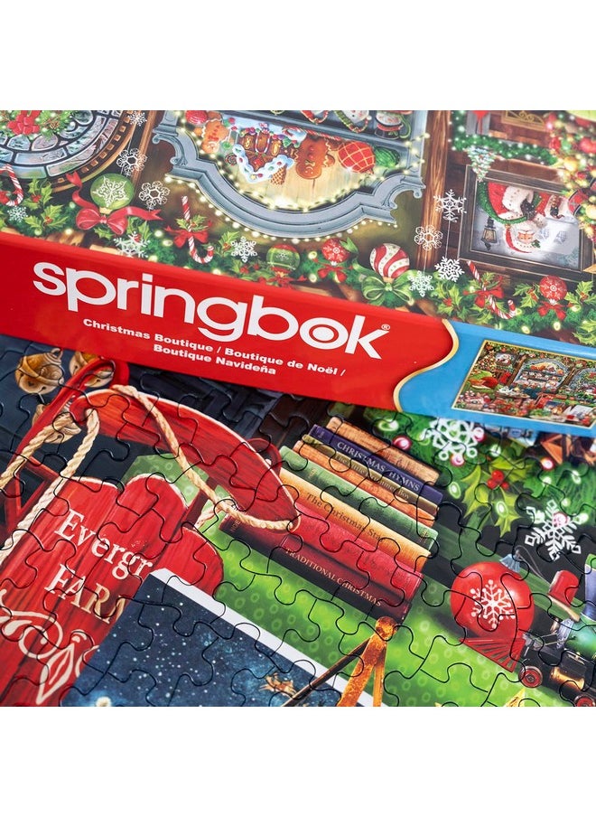 سبرينغبوك أحجية الصور المقطوعة المكونة من 1000 قطعة من Springbok's Christmas Boutique للفنانة جينا جين تتميز بمتجر عطلات دافئ مليء بالهدايا الاحتفالية  - Image 4