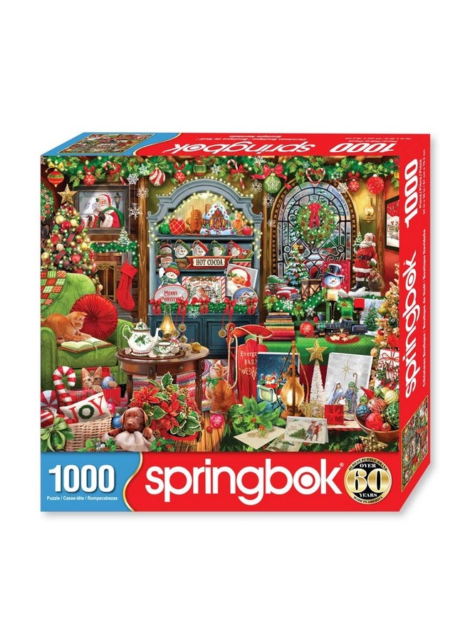 سبرينغبوك أحجية الصور المقطوعة المكونة من 1000 قطعة من Springbok's Christmas Boutique للفنانة جينا جين تتميز بمتجر عطلات دافئ مليء بالهدايا الاحتفالية  - Image 2