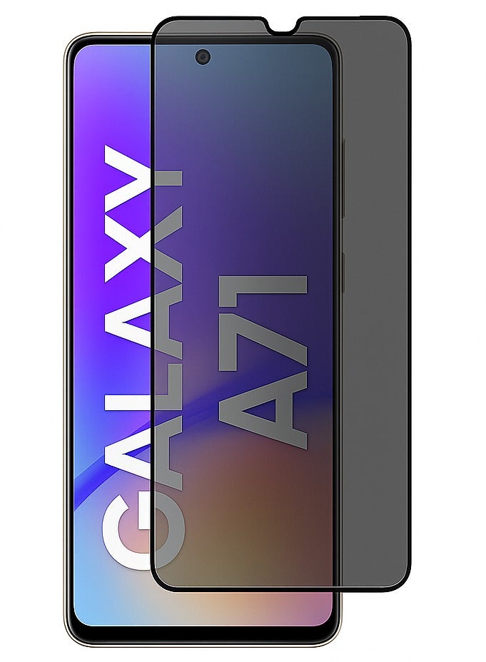 أوريجنال واقي شاشة الخصوصية لهاتف سامسونج جالاكسي A71 - زجاج مضاد للكهرباء الساكنة مع حماية من التفريغ الكهروستاتيكي، وحماية من الالتصاق، وصلابة 9H، ومقاوم للغبار، وملمس ناعم - Image 1