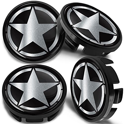 SkinoEu 4 x 65mm Wheel Centre Alloy Hub Center Caps Compatible with VW 3B7 601 171 / 6U7 601 171 Hubcaps Silver Star CV 43 - Image 1