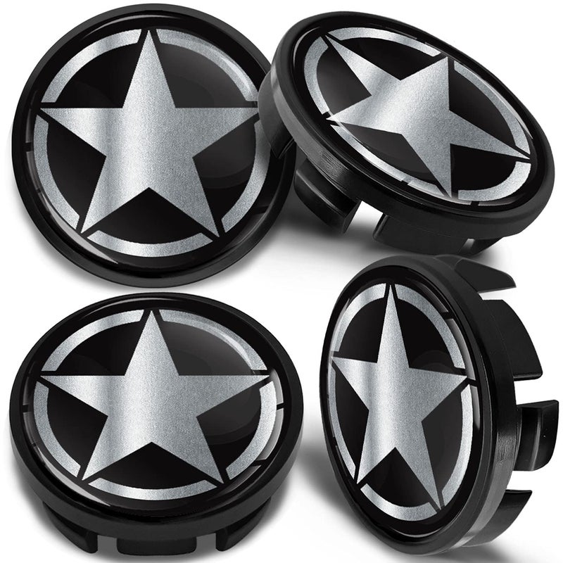SkinoEu 4 x 65mm Wheel Centre Alloy Hub Center Caps Compatible with VW 3B7 601 171 / 6U7 601 171 Hubcaps Silver Star CV 43 - Image 5