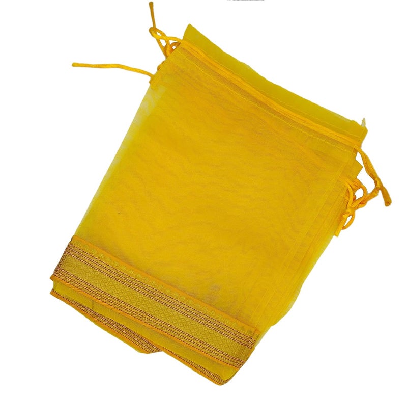 brown leaf Set Of 12 Organza 9X7 inch Potli Bags Pouch Best for Wedding Anniversary Party Supply Return Gifting Bags - Image 4