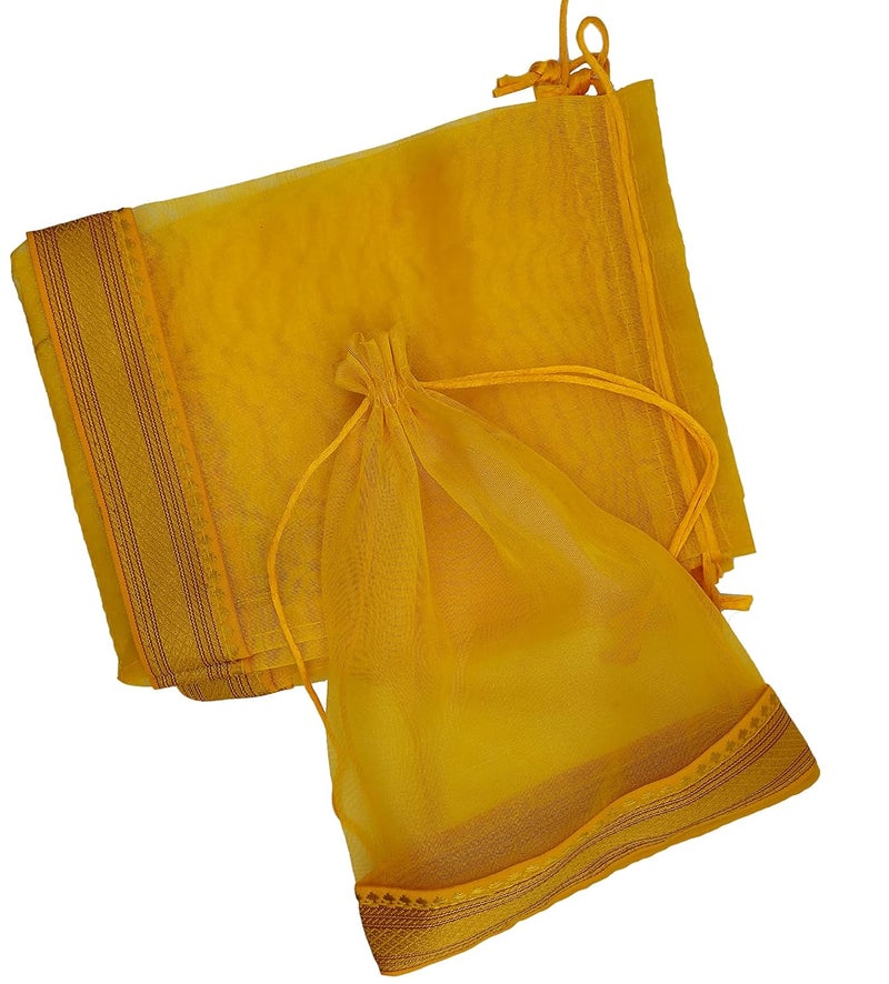 brown leaf Set Of 12 Organza 9X7 inch Potli Bags Pouch Best for Wedding Anniversary Party Supply Return Gifting Bags - Image 1