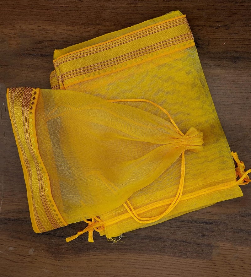 brown leaf Set Of 12 Organza 9X7 inch Potli Bags Pouch Best for Wedding Anniversary Party Supply Return Gifting Bags - Image 3