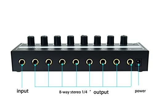 Arklove Stereo Input TRS Jack 1/4" in Splitter 4X Micro amp 1 in 8 Out 1/4 inch Headphone Amplifier 8 Channel Audio BOX (H800) - Image 2