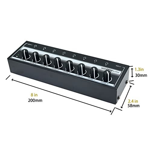 Arklove Stereo Input TRS Jack 1/4" in Splitter 4X Micro amp 1 in 8 Out 1/4 inch Headphone Amplifier 8 Channel Audio BOX (H800) - Image 3