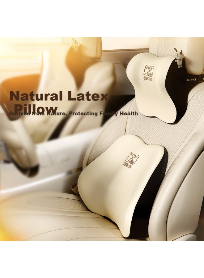 Rice Soup Car Headrest Lumbar Support Natural Latex Neck Pillow Cushion Backrest Pad Car Pillow Lumbar Support For Bmw Byd And General Use - Image 1