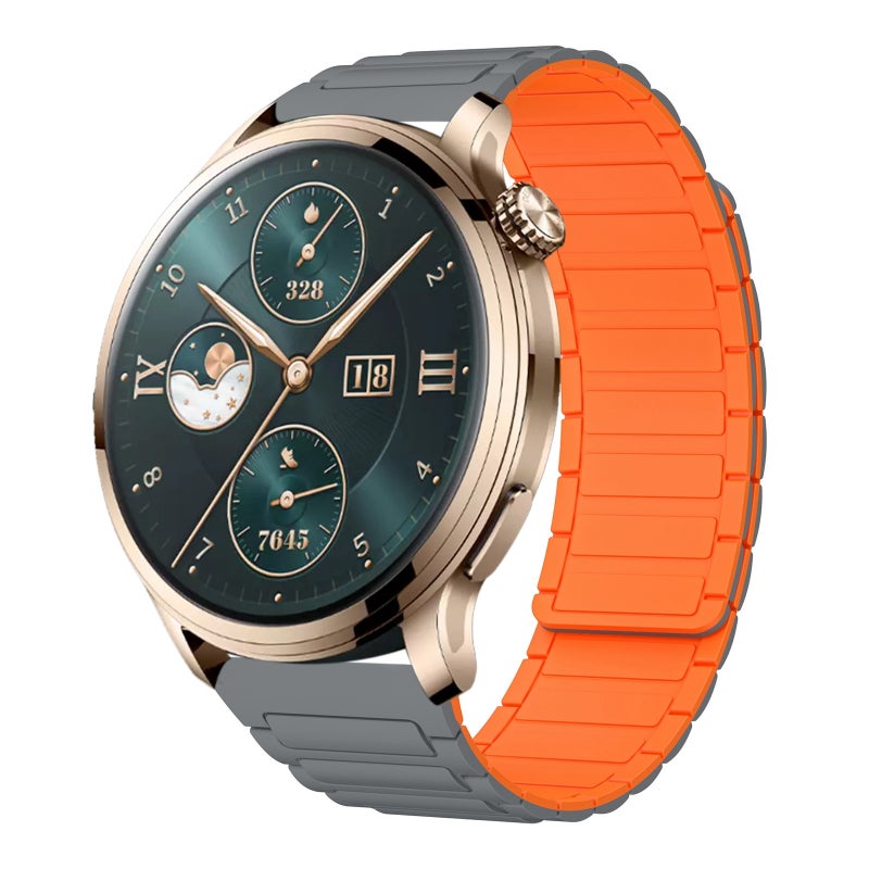 erorex For Honor Watch 4 Pro 22Mm I-Shaped Magnetic Silicone Watch Band(Gray+Orange) - Image 1