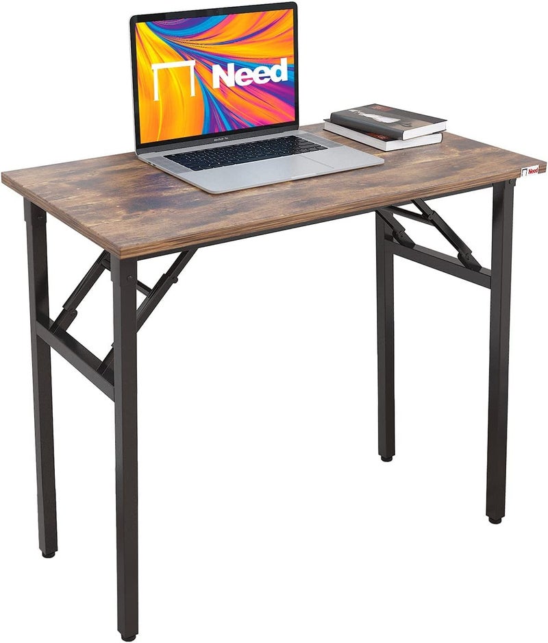 Need Small Desk 31 1/2" No Assembly Foldable Writing Table,Sturdy and Heavy Duty Folding Computer Desks for Small Space/Home Office/Dormitory AC5FB(80 * 40) - Image 1