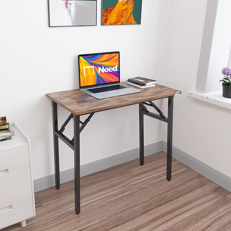 Need Small Desk 31 1/2" No Assembly Foldable Writing Table,Sturdy and Heavy Duty Folding Computer Desks for Small Space/Home Office/Dormitory AC5FB(80 * 40) - Image 2