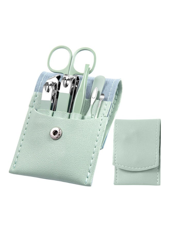 Portable 7-Piece Manicure Set, Leatherette Case with Stainless Steel Nail Clippers, Scissors, Ear Pick, Professional Grooming Kit - Image 1