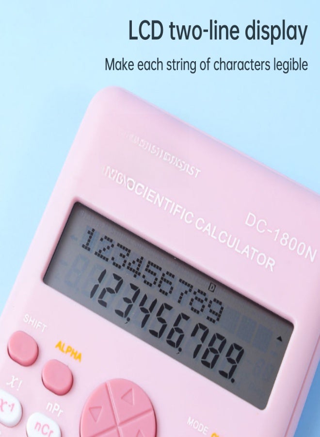 Scientific Calculators Pink Math Calculator with 240 Multi-Functional Calculator 2 Lines LCD Display Ideal for Teachers High College Students Middle School Office Portable to Carry - Image 5