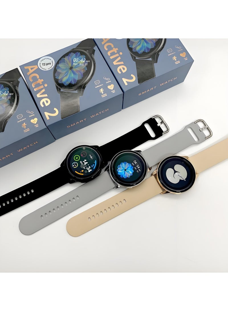 Round Screen T2 PRO Business smartwatch, waterproof fitness watch, Bluetooth calling, compatible with Android and iOS systems, heart rate monitoring, Gold - Image 3