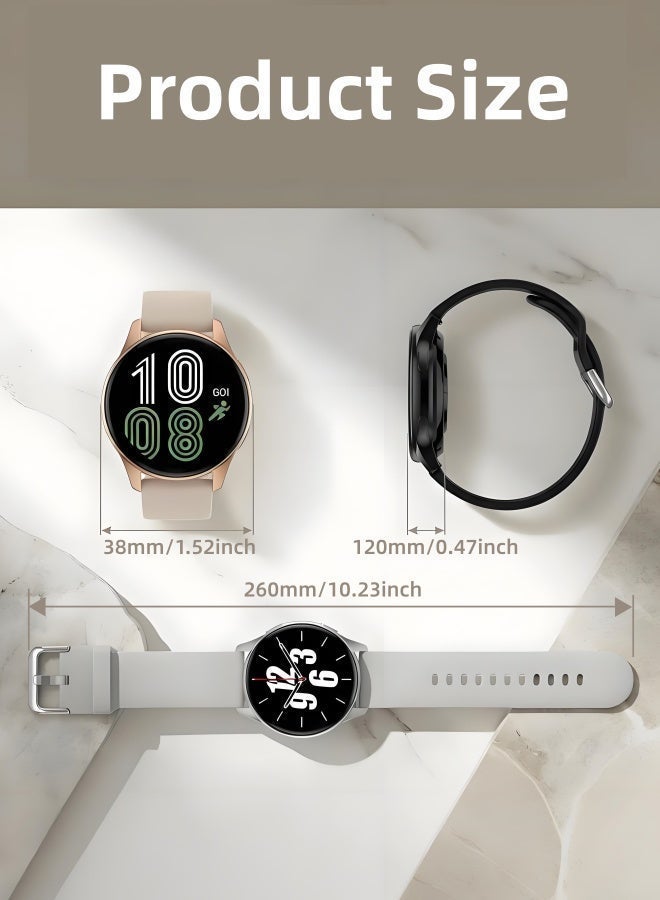 ساعة ذكية للأعمال T2 PRO بشاشة مستديرة، ساعة لياقة بدنية مقاومة للماء، مكالمات بلوتوث، متوافقة مع أنظمة Android وiOS، مراقبة معدل ضربات القلب، ذهبي - Image 3