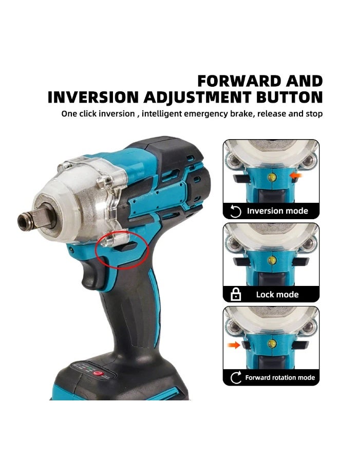 Halamine Impact Wrench，power tools，Heavy-Duty Cordless Impact Wrench Kit，high torque performance, Equipped with two  batteries，for Car Tire Repair and Home DIY Projects, Carry Case, Blue - Image 4