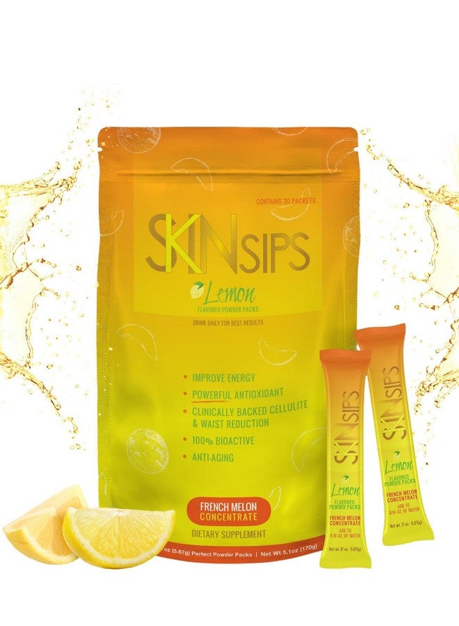SkinSips Skin Health & Energy Boost Drink Mix- Sugar Free, SOD B (TM), Antioxidants from French Melon Concentrate, On The Go Stick Packs, Lemon, 30 Pack - Image 1