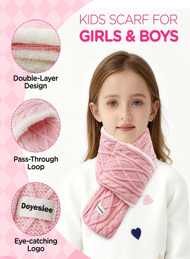 Doyesiee Kids Scarf for Girls Boys, Winter Long Fleece Plush Scarves Knitted Cross Tie Neck Warmer for Cold Weather, Pink, 5.31" W x 35.12" L - Image 3