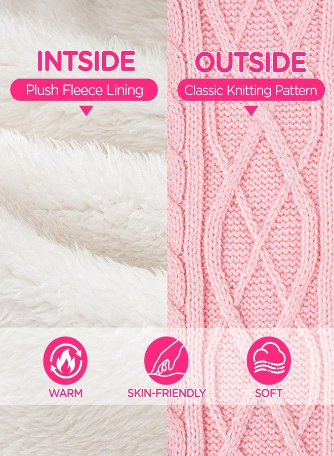 Doyesiee Kids Scarf for Girls Boys, Winter Long Fleece Plush Scarves Knitted Cross Tie Neck Warmer for Cold Weather, Pink, 5.31" W x 35.12" L - Image 2